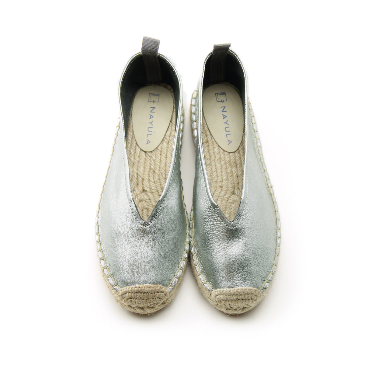 Square toe pointy shape flats espadrille #NA806 'Grass' [D. SILVER]