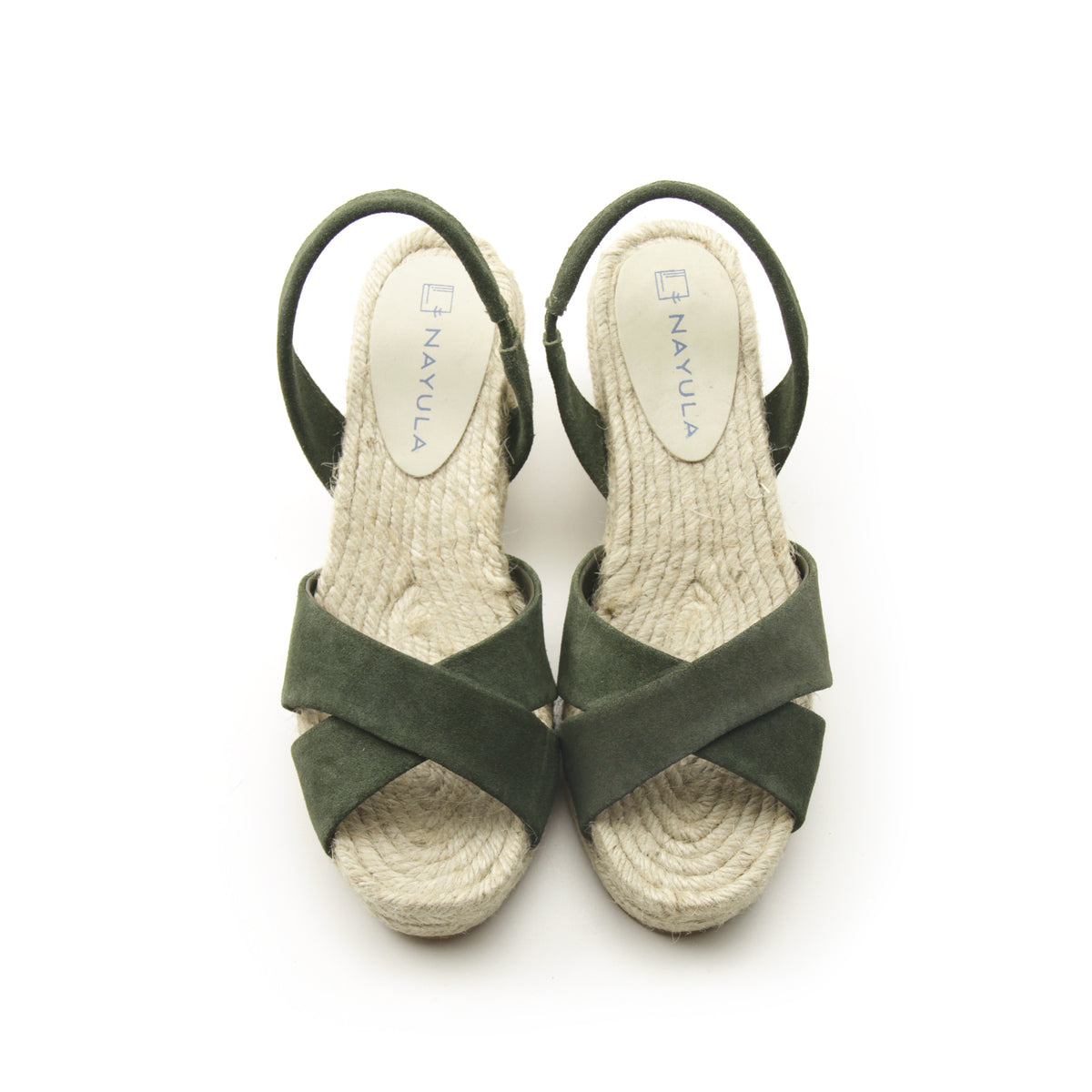 Cross strap wedge heel sandal espadrille #NA808 'Bird' [GREEN]
