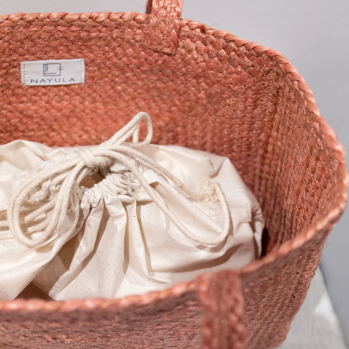 Jute Long strap Squre Sholder bag #NA909 'Sand' [PINK]