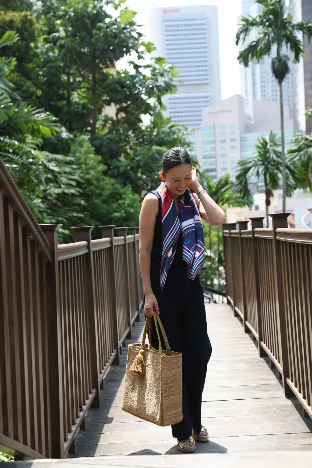 Tas Tote Kotak Rami Ukuran Besar #NA907 'Moon' [GOLD BROWN]