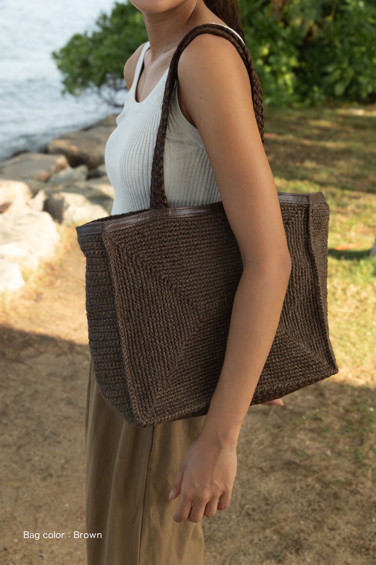 Jute Square crochet sholder bag #NA915 'River' [BLUE]
