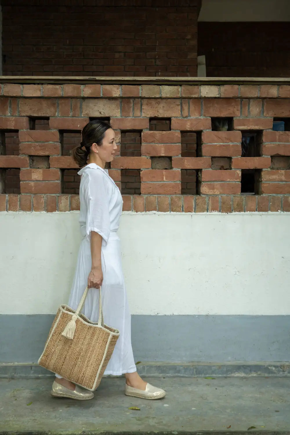 Sepatu slip-on espadrille #NA801 'Star' [GOLD PYTHON]