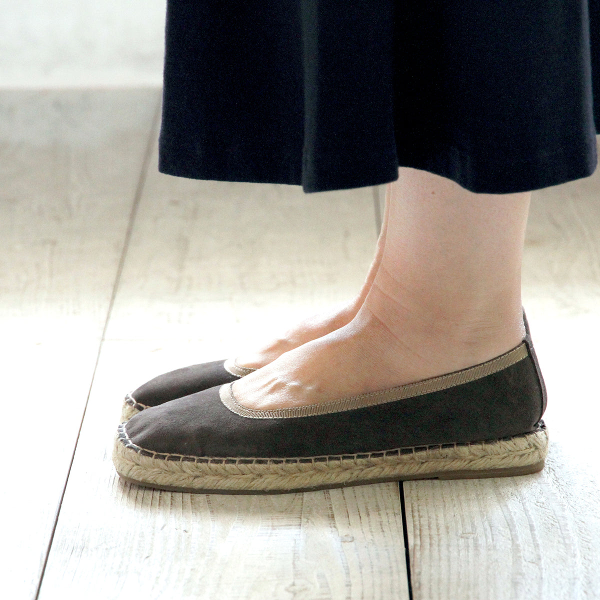 Square toe ballet flats espadrille #NA802 'Leaf' [L. GOLD]