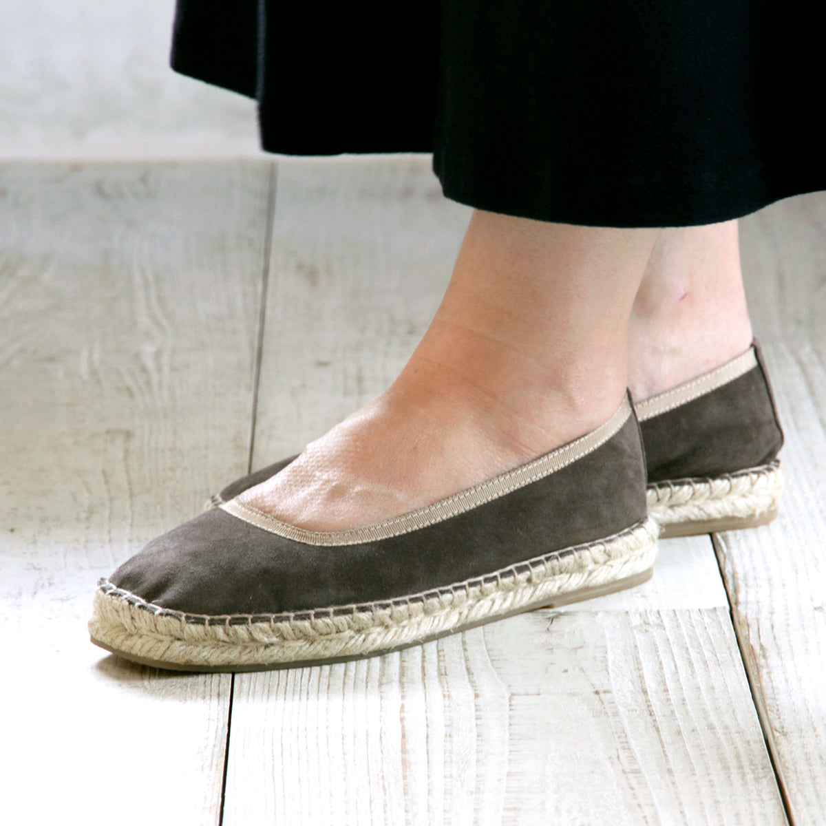 Square toe ballet flats espadrille #NA802 'Leaf' [L. GOLD]