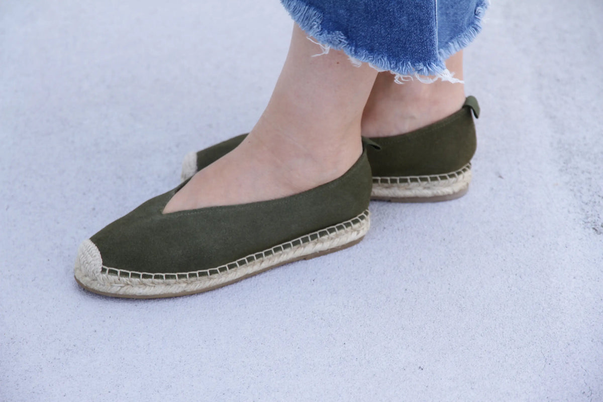 Square toe pointy shape flats espadrille #NA806 'Grass' [WHITE]