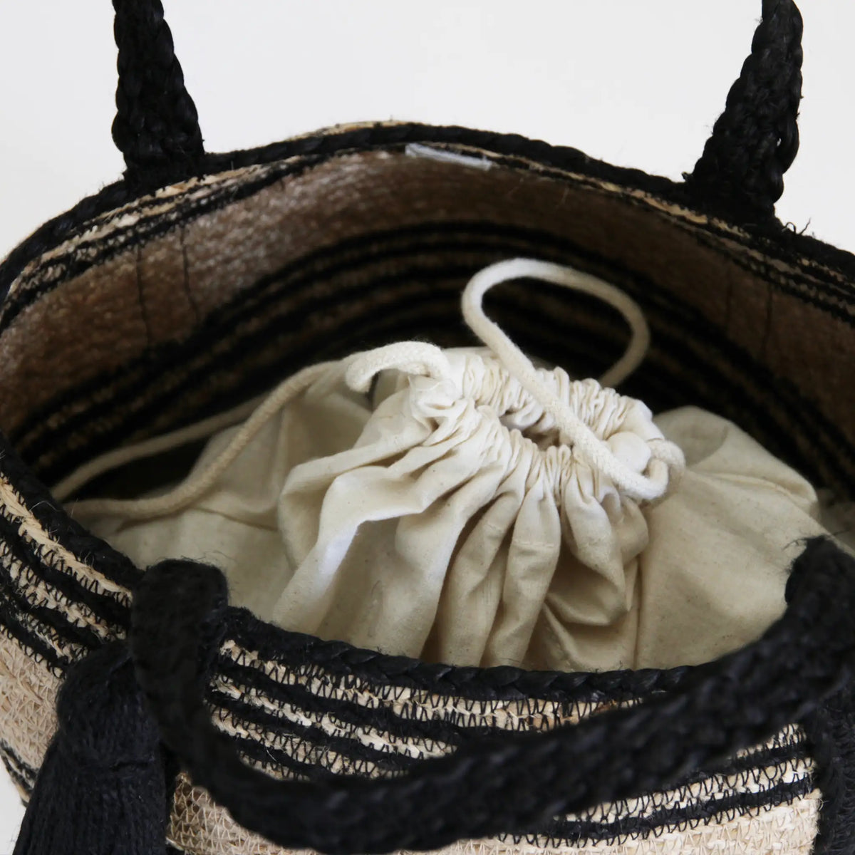 Round shape Vanity Tote bag #NA501S 'Rock' [BLACK]