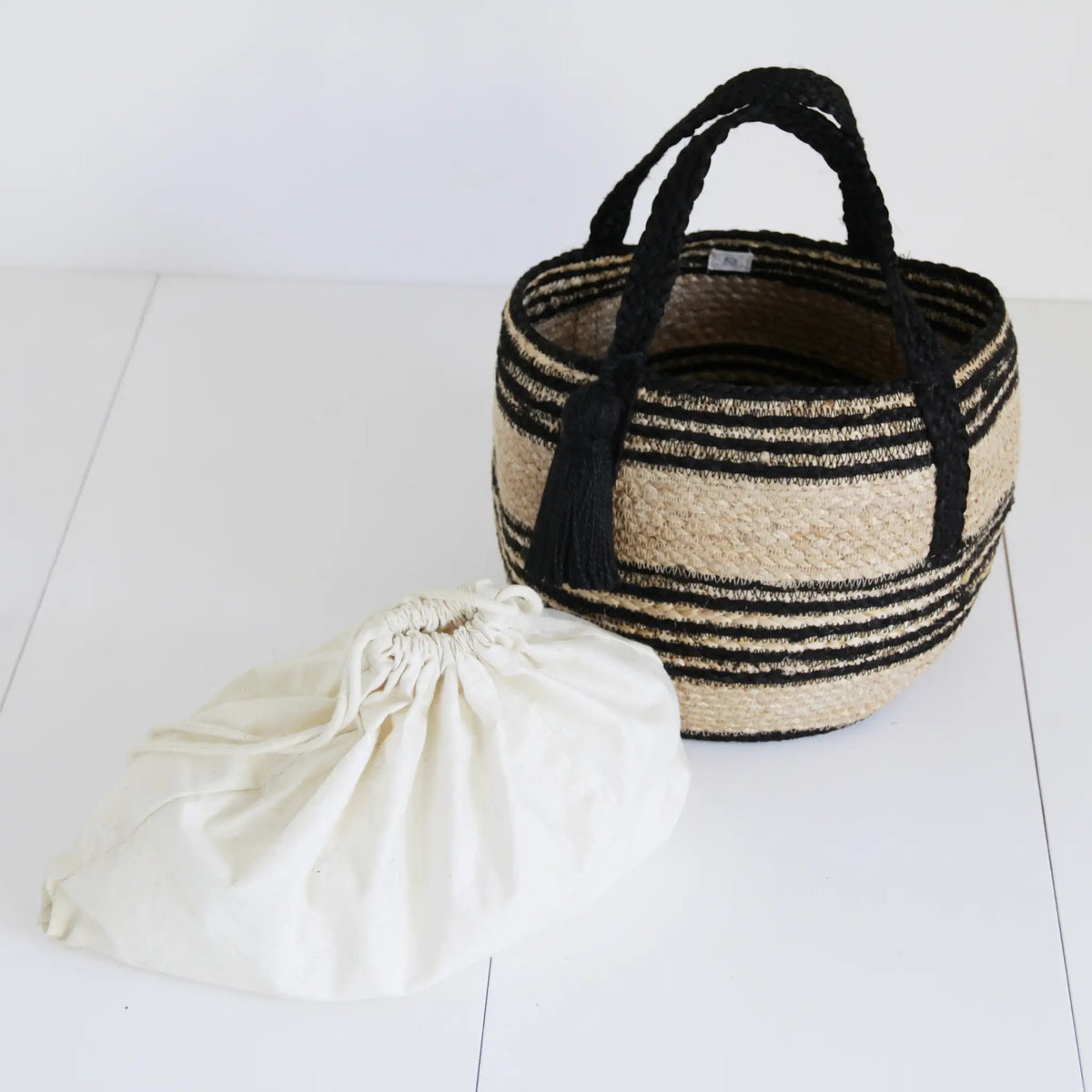 Round shape Vanity Tote bag #NA501S 'Rock' [BLACK]