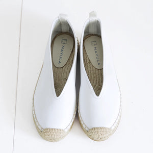 Square toe pointy shape flats espadrille #NA806 'Grass' [WHITE]