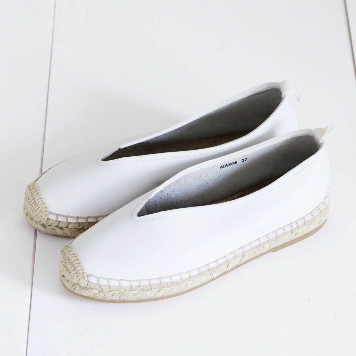 Square toe pointy shape flats espadrille #NA806 'Grass' [WHITE]