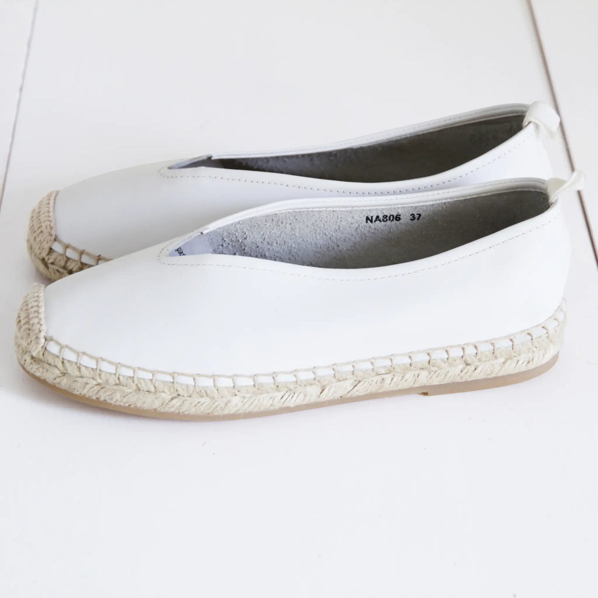 Square toe pointy shape flats espadrille #NA806 'Grass' [WHITE]