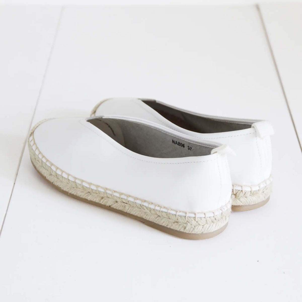 Square toe pointy shape flats espadrille #NA806 'Grass' [WHITE]