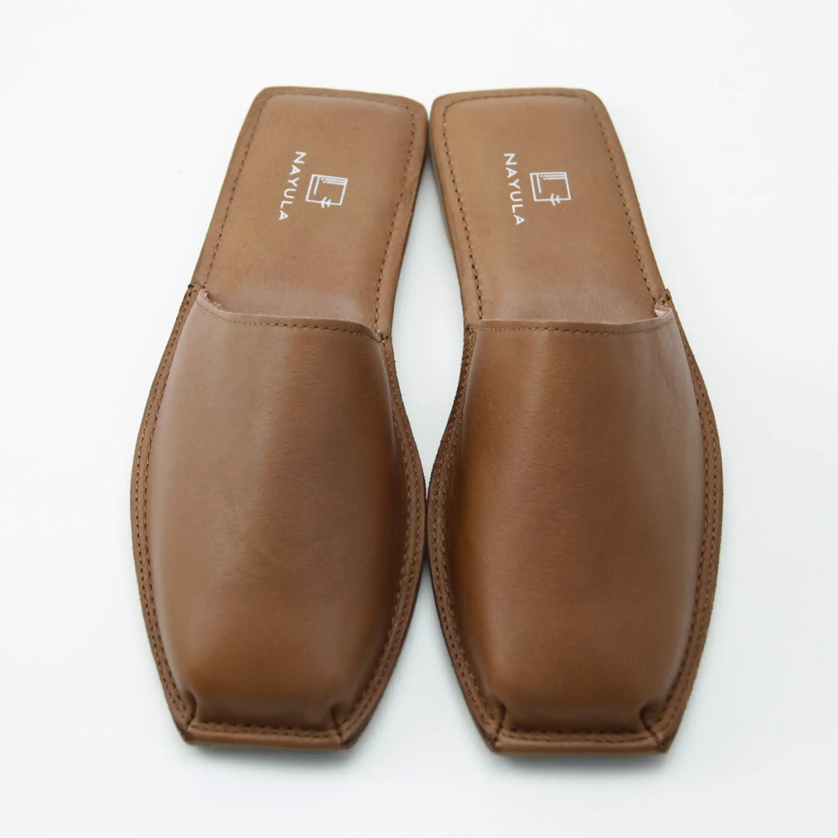 Unisex Square toe Jute insole flats mule #NA809 'Marble' [CAMEL]