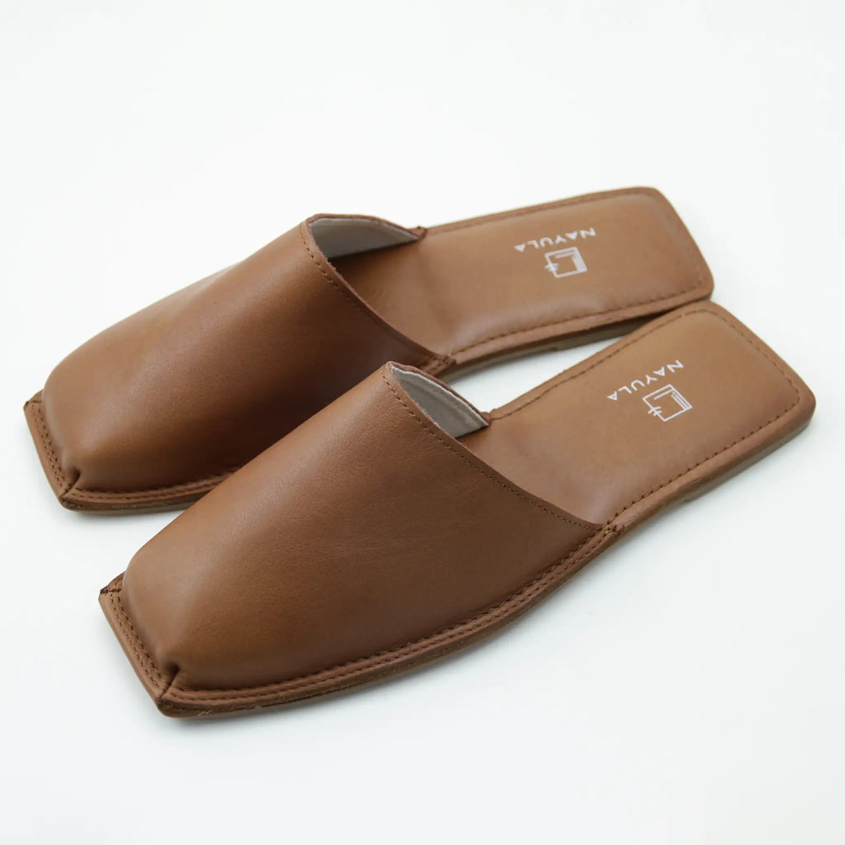 Unisex Square toe Jute insole flats mule #NA809 'Marble' [CAMEL]