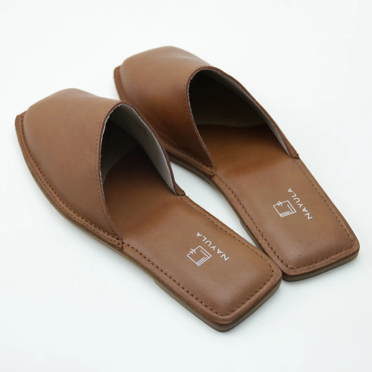 Unisex Square toe Jute insole flats mule #NA809 'Marble' [CAMEL]
