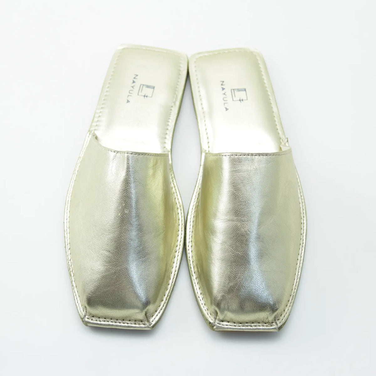 Square toe Jute insole flats mule #NA809 'Marble' [L.Gold]