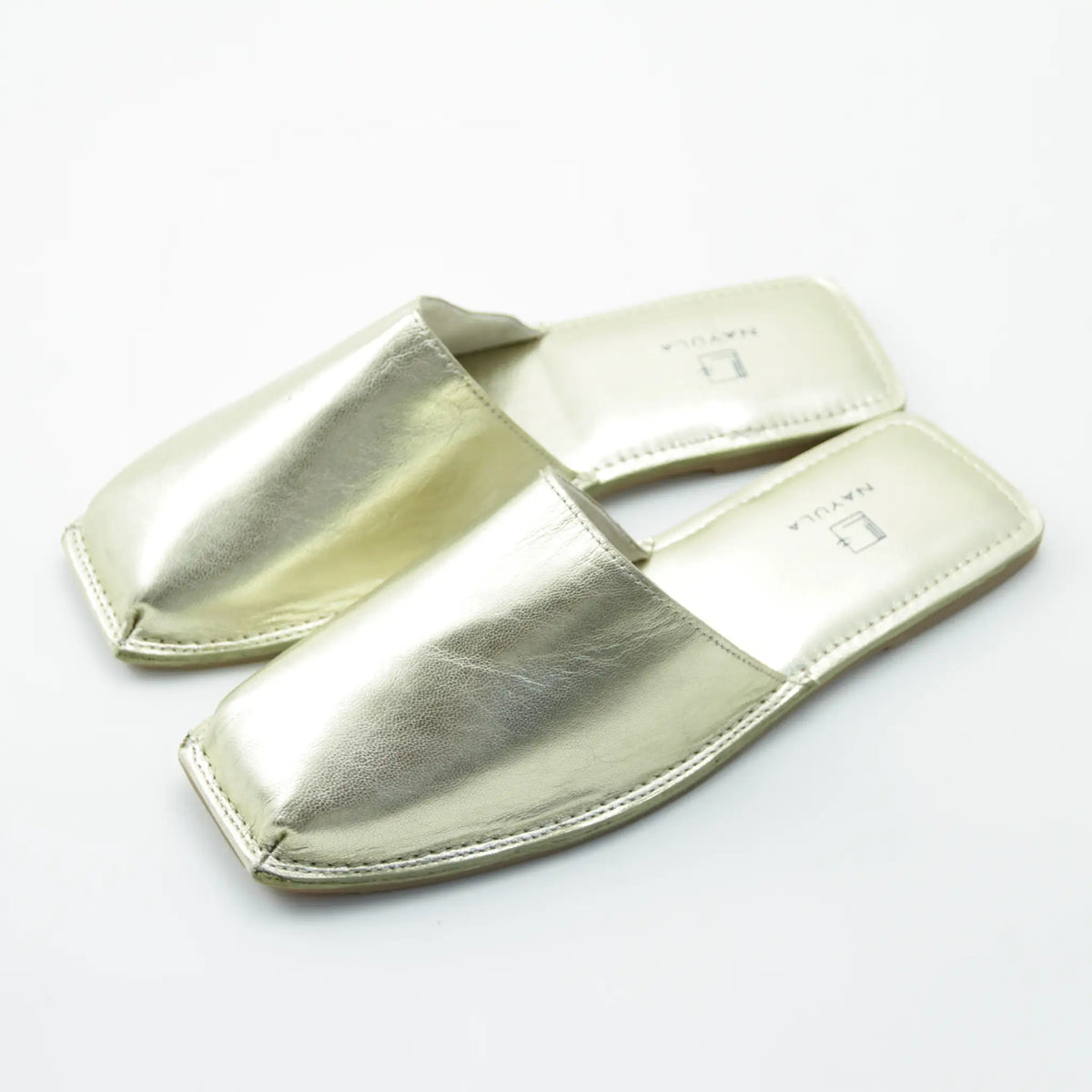 Square toe Jute insole flats mule #NA809 'Marble' [L.Gold]