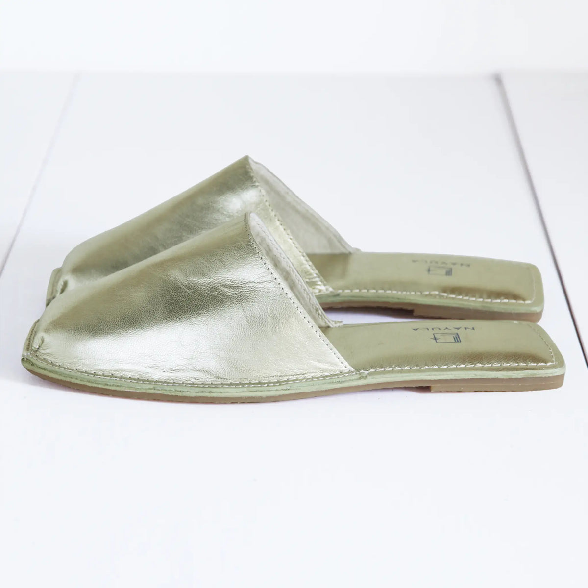 Square toe Jute insole flats mule #NA809 'Marble' [L.Gold]