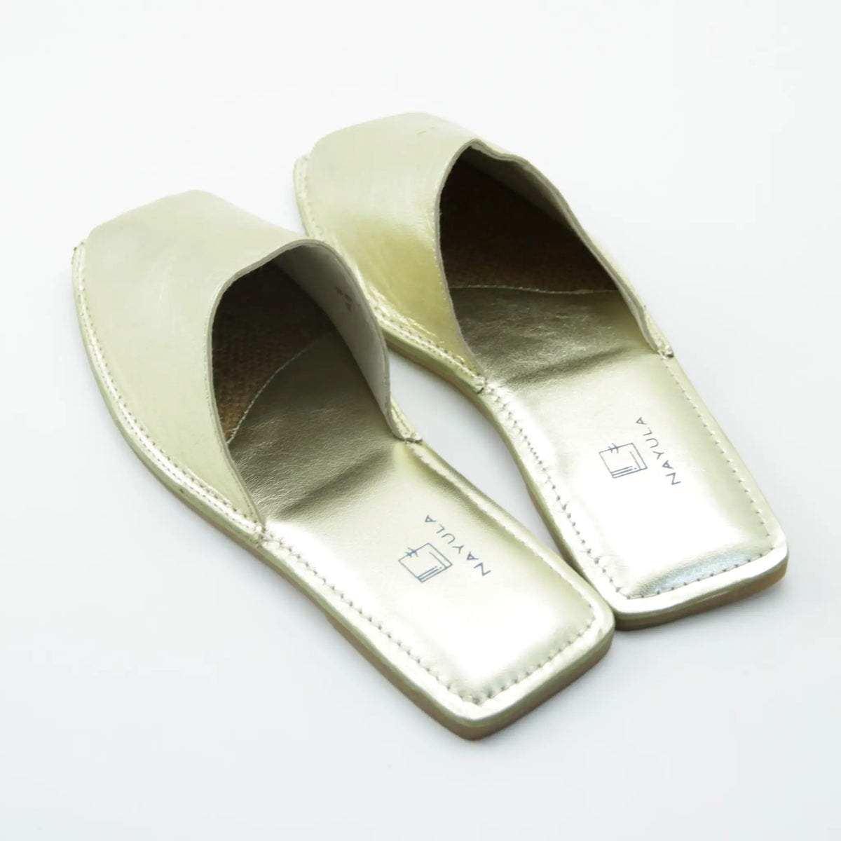 Square toe Jute insole flats mule #NA809 'Marble' [L.Gold]