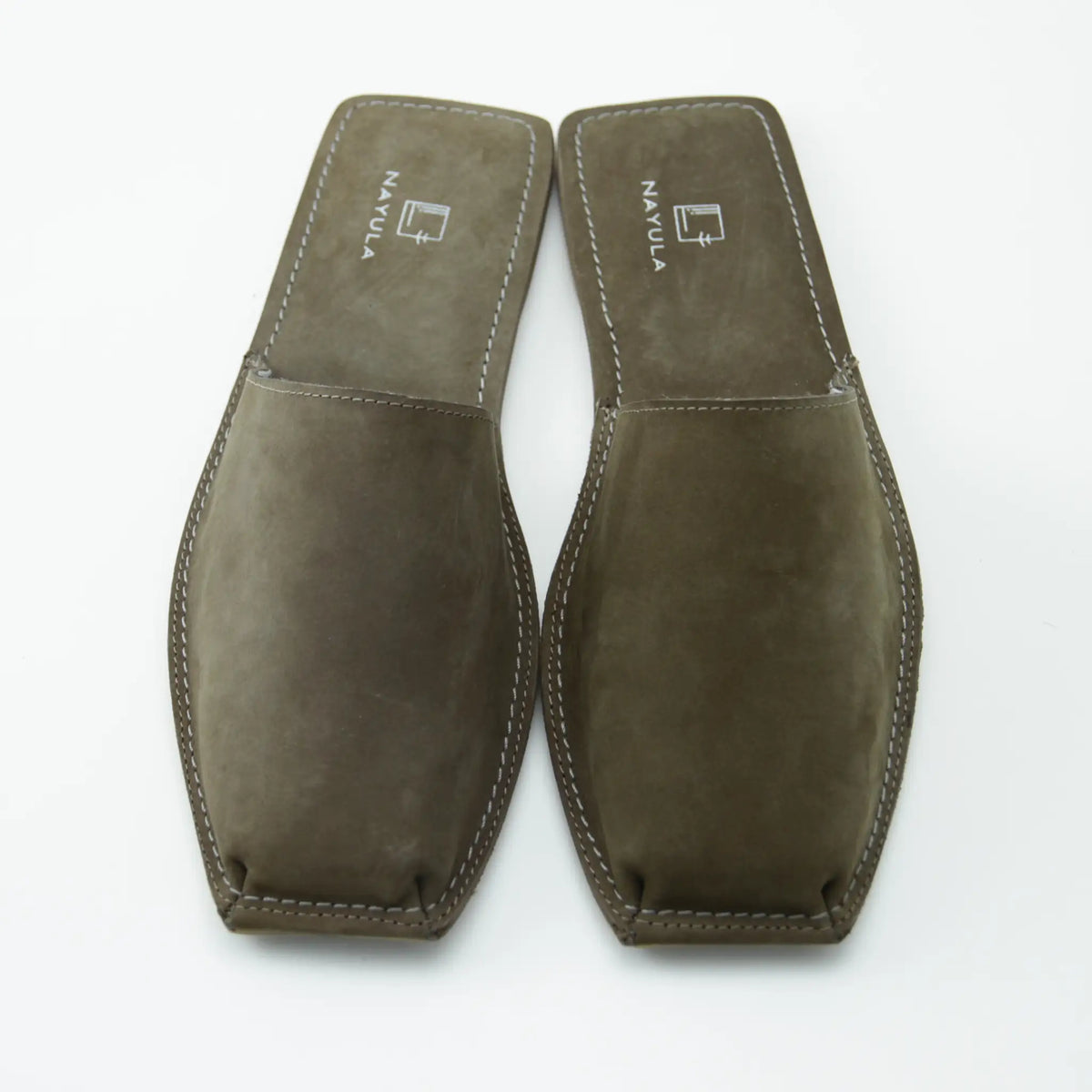 Square toe Jute insole flats mule #NA809 'Marble' [KHAKI]