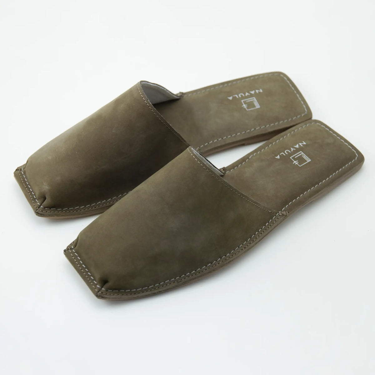 Square toe Jute insole flats mule #NA809 'Marble' [KHAKI]