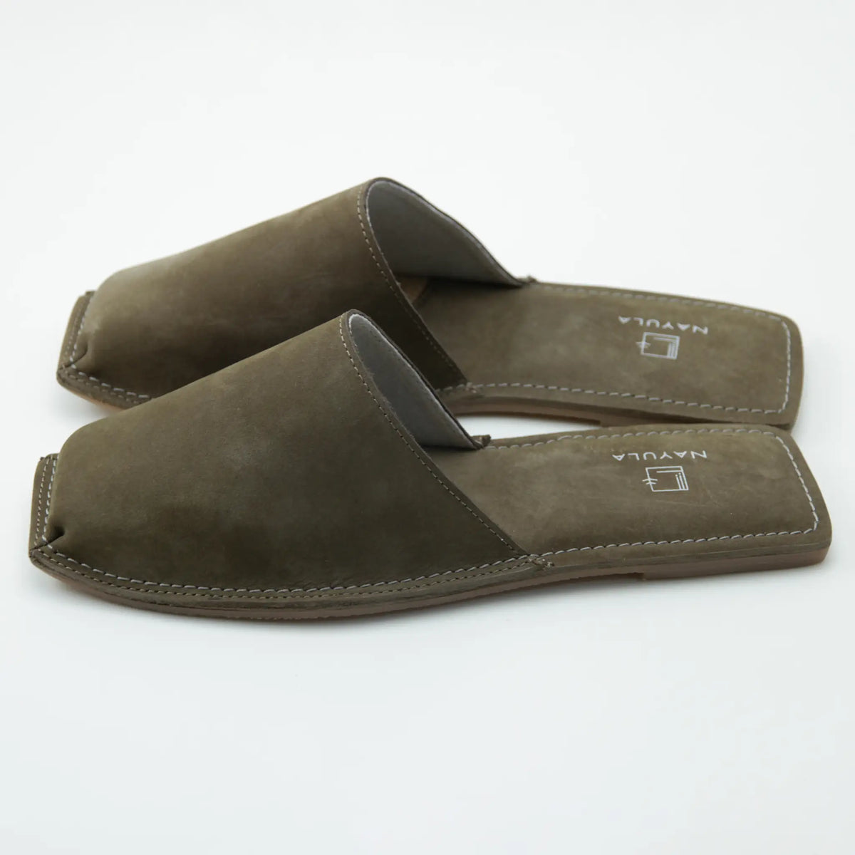 Square toe Jute insole flats mule #NA809 'Marble' [KHAKI]