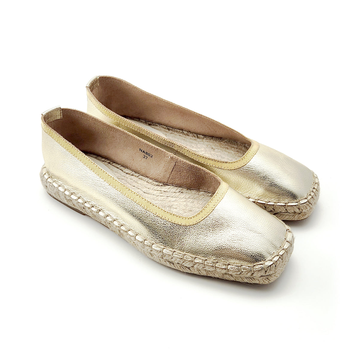 Sepatu balet ujung persegi espadrille #NA802 'Leaf' [L. GOLD]