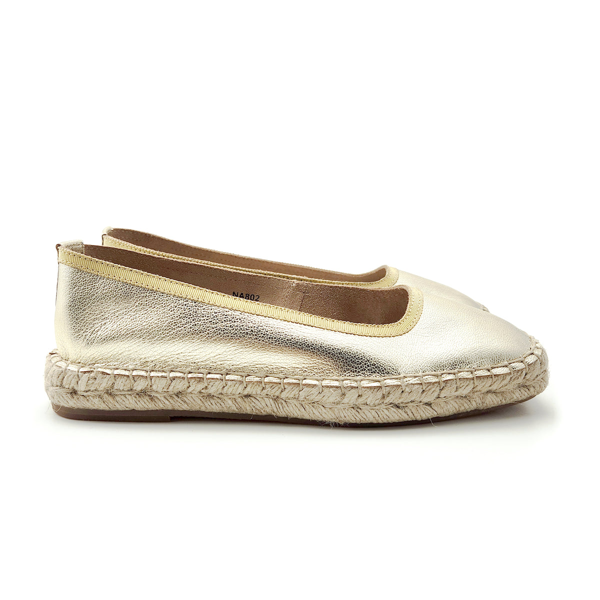 Sepatu balet ujung persegi espadrille #NA802 'Leaf' [L. GOLD]