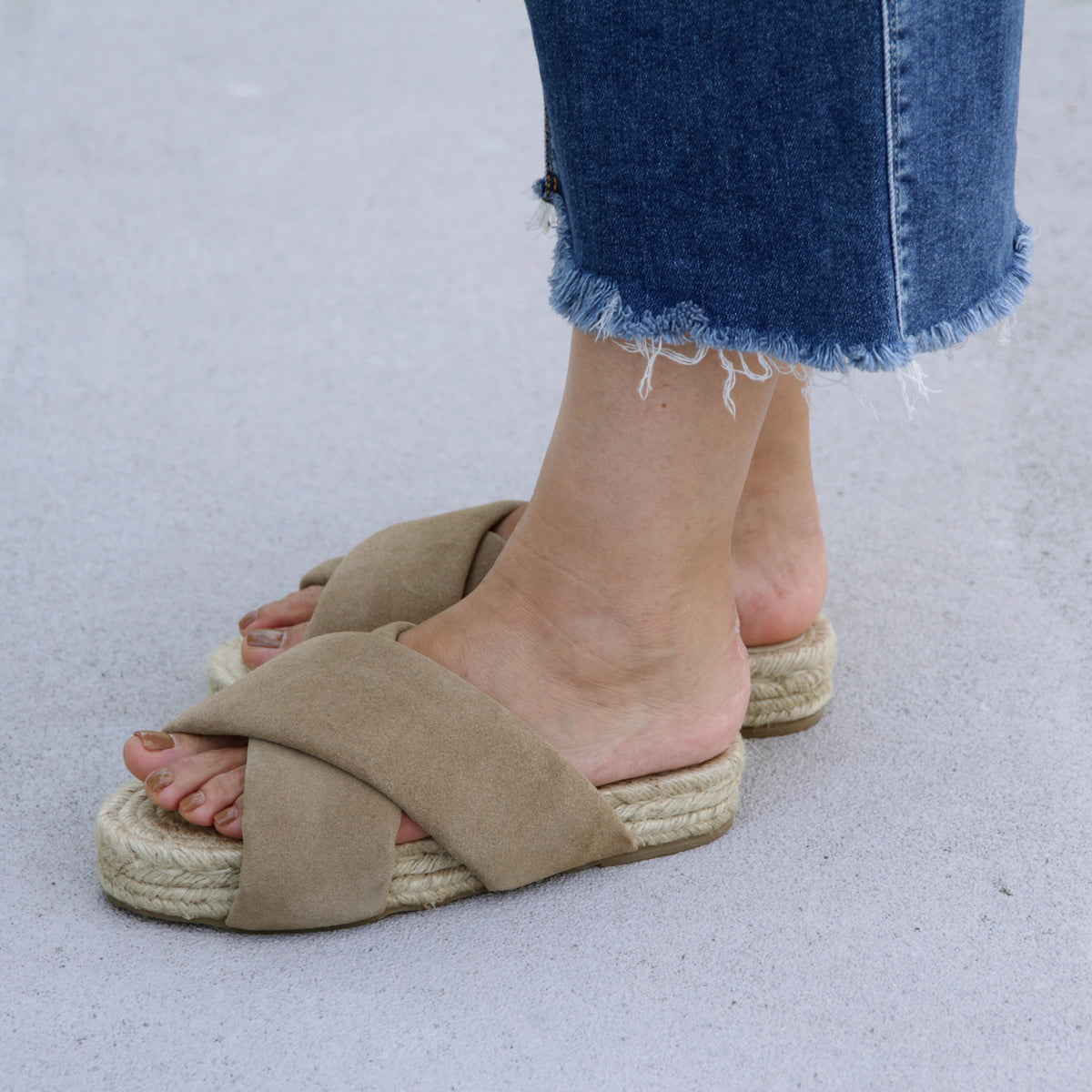 Puffy cross strap lighter platform sandals espadrille #NA805U 'Sky' [D. BEIGE]