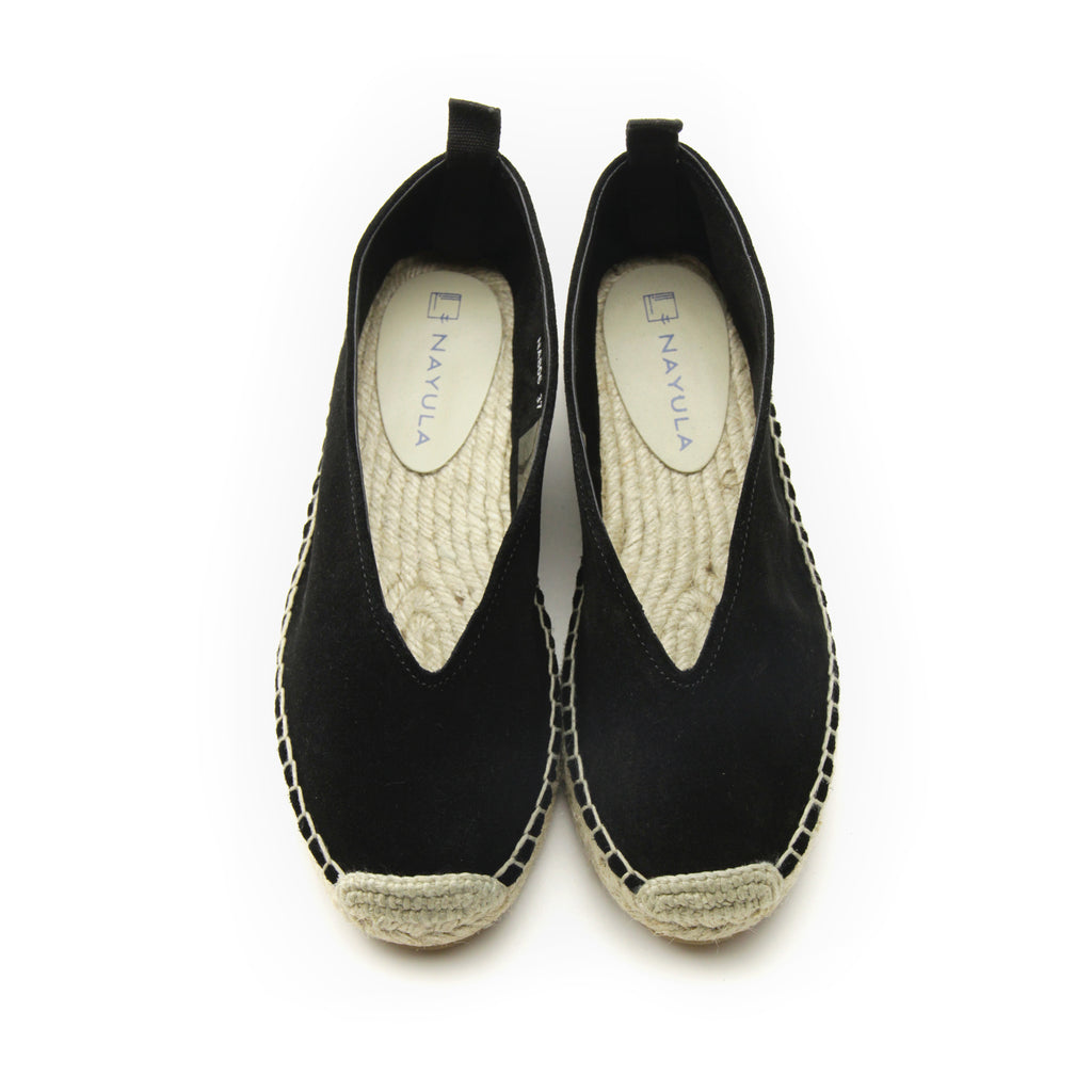 Square toe pointy shape flats espadrille #NA806 'Grass' [BLACK] – NAYULA