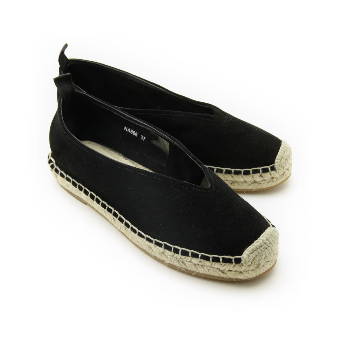 Sepatu flat bentuk lancip ujung persegi espadrille #NA806 'Grass' [BLACK]