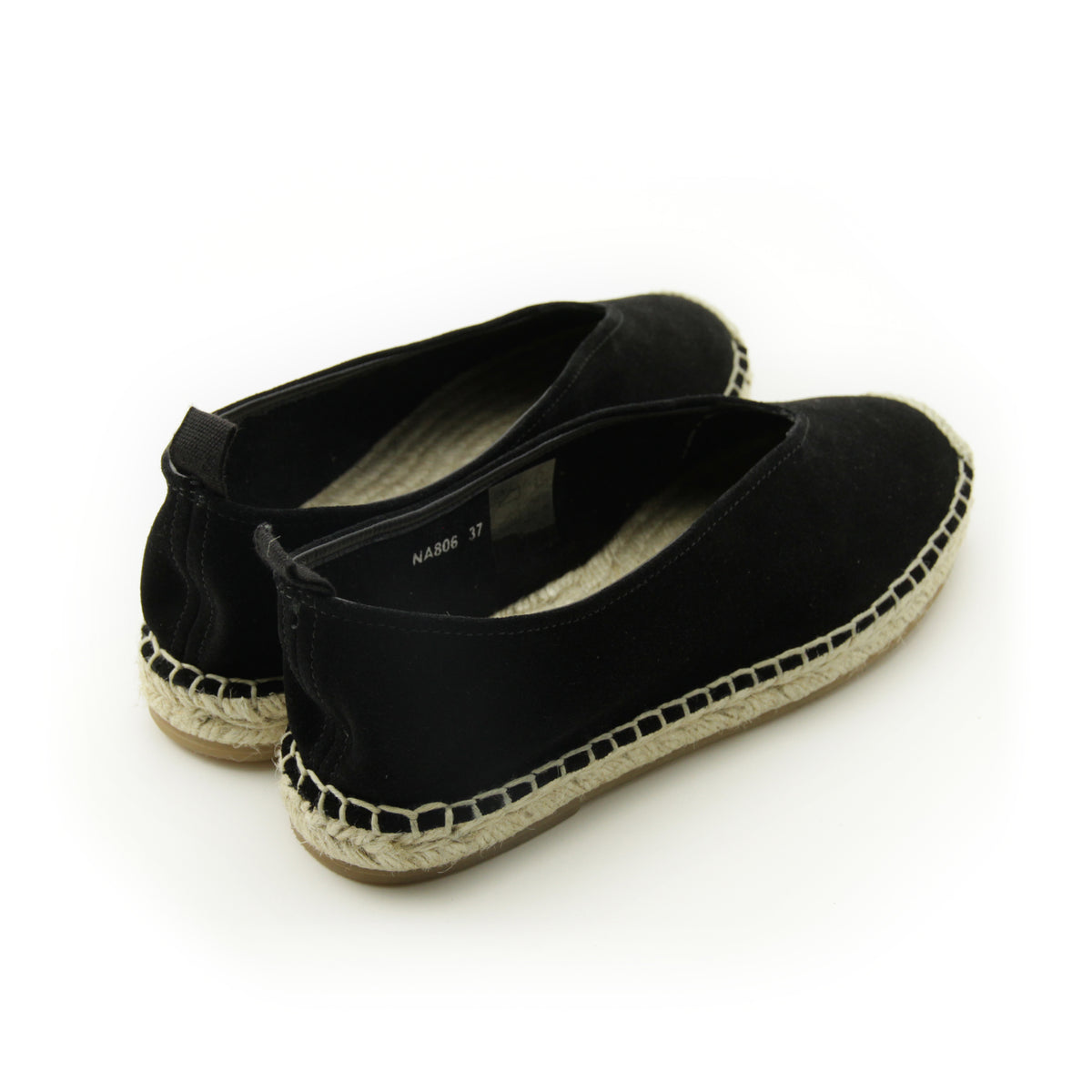 Sepatu flat bentuk lancip ujung persegi espadrille #NA806 'Grass' [BLACK]