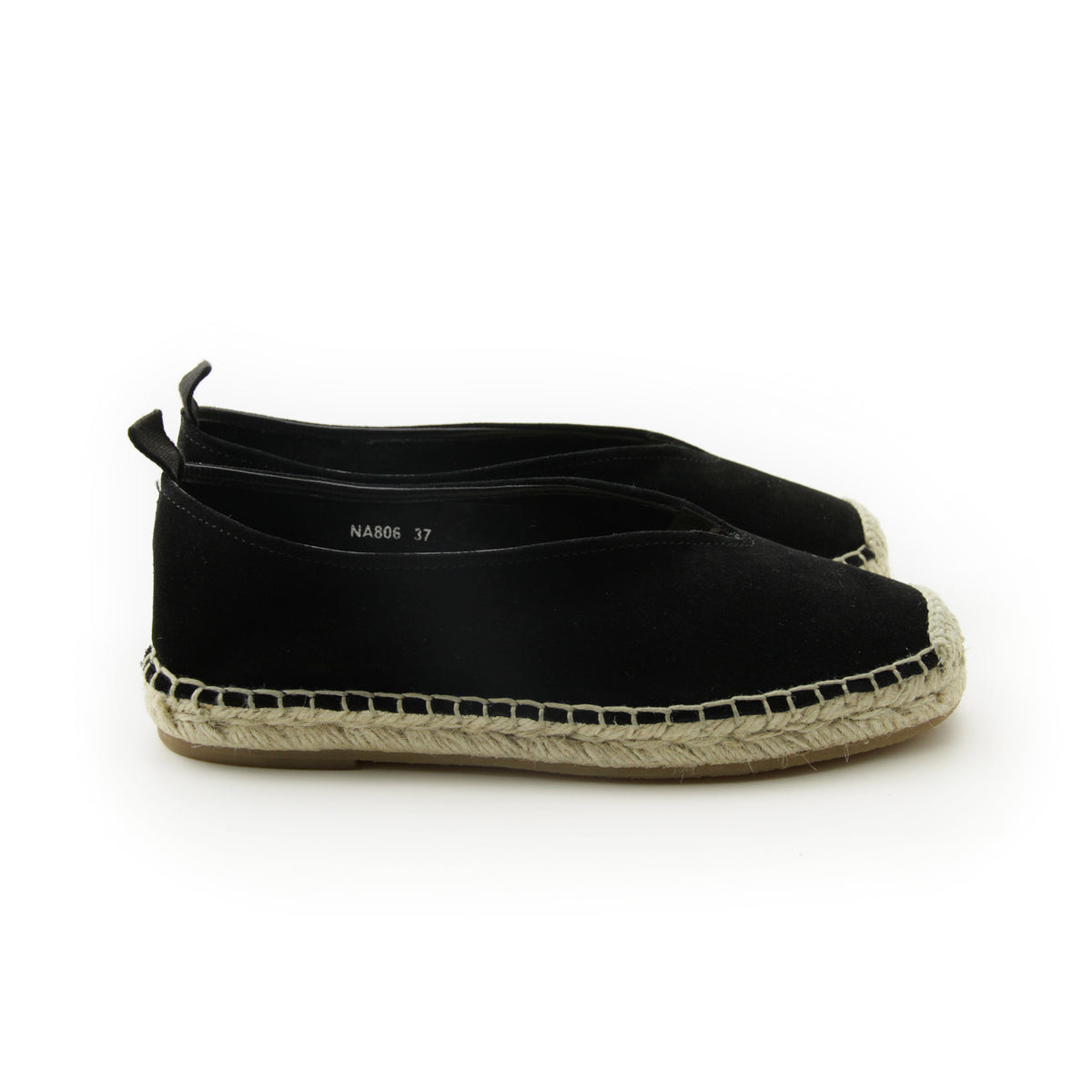 Sepatu flat bentuk lancip ujung persegi espadrille #NA806 'Grass' [BLACK]