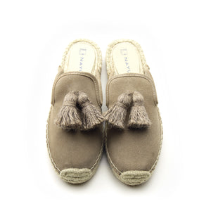 Flat mule espadrille with Tassel #NA807 'Animal' [D. BEIGE]