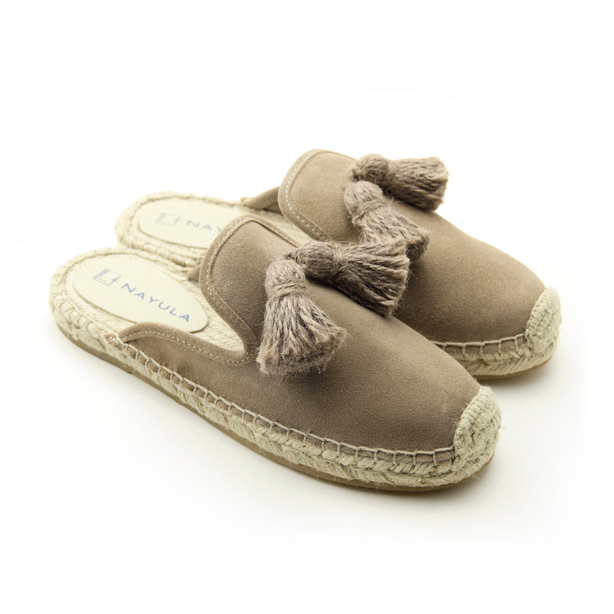 Sepatu espadrille bagal datar dengan Rumbai #NA807 'Animal' [D. BEIGE]