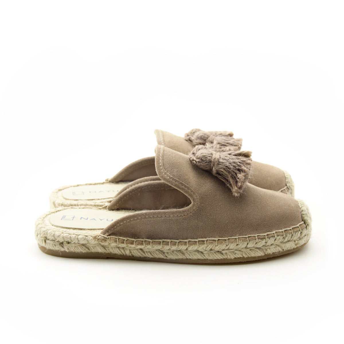 Flat mule espadrille with Tassel #NA807 'Animal' [D. BEIGE]