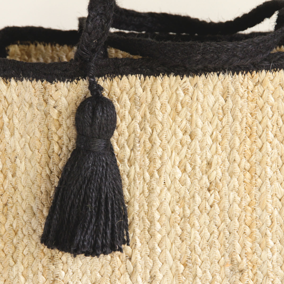 Jute Square Tote bag Large size #NA907 'Moon' [BLACK]