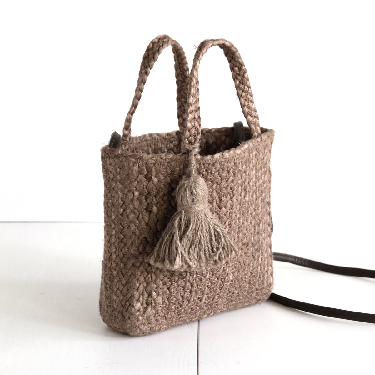 Jute Smartphone Two way Shoulder bag #NA908 'Sun' [L. BROWN]