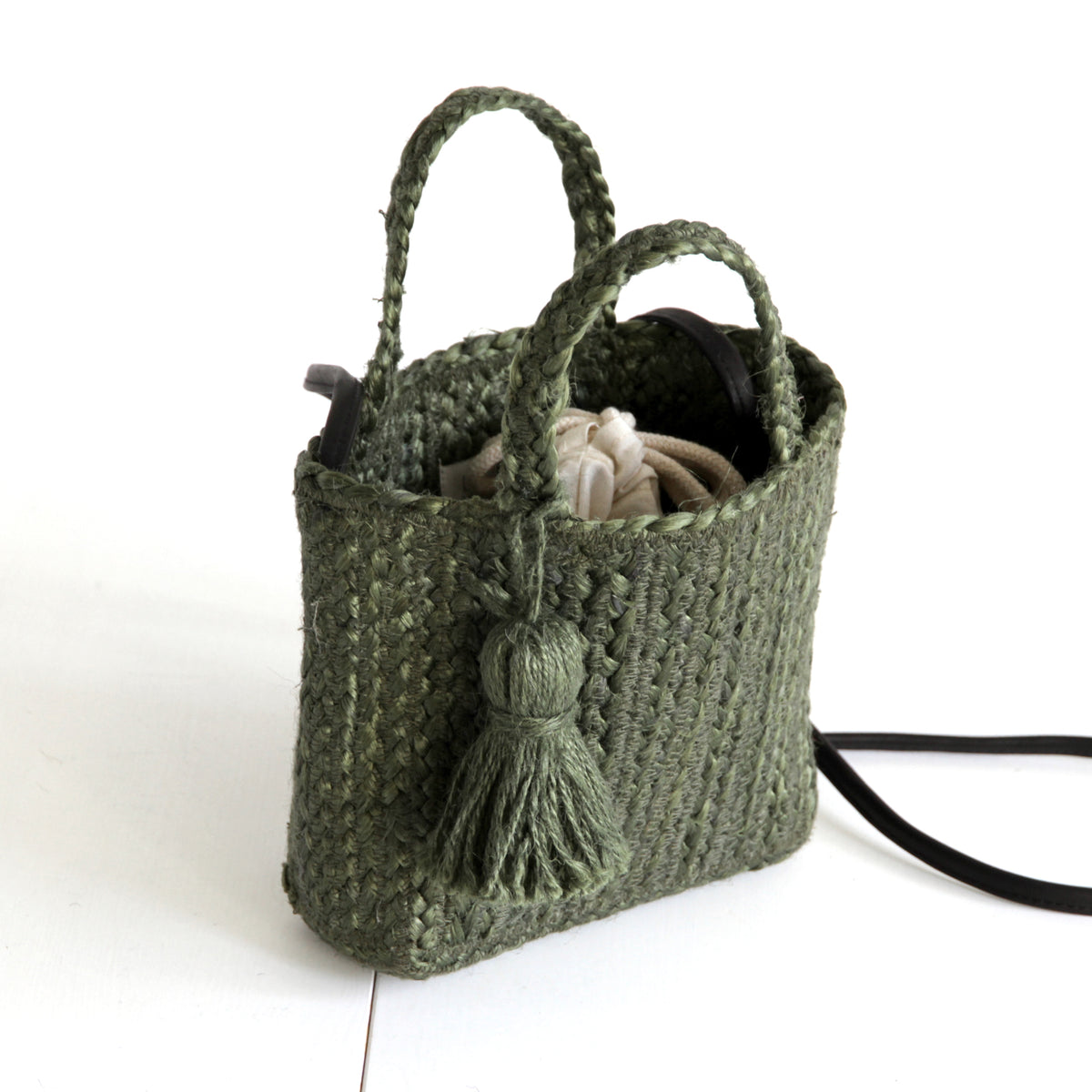 Jute Smartphone Two way Shoulder bag #NA908 'Sun' [GREEN]