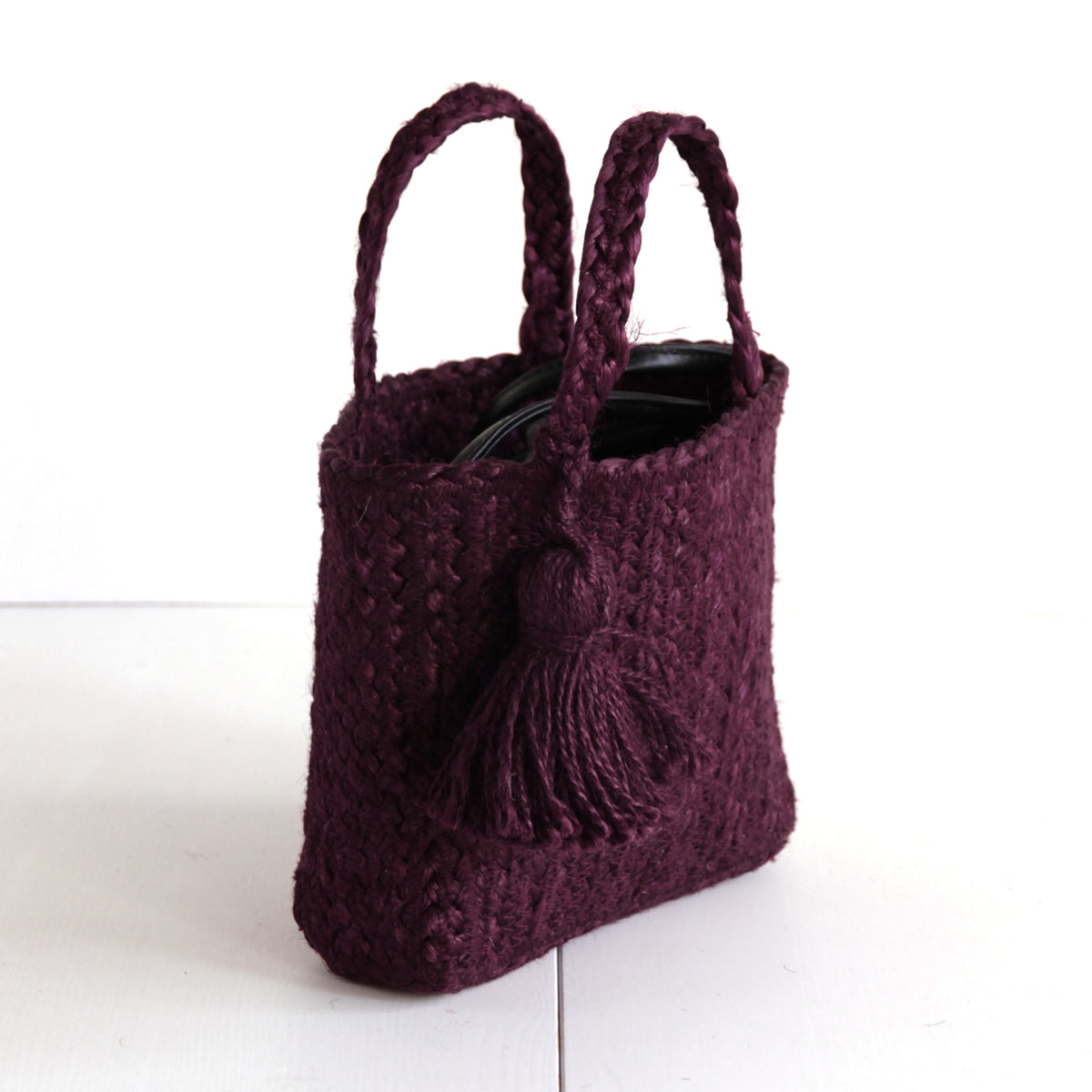 Jute Smartphone Two way Shoulder bag #NA908 'Sun' [BURGUNDY]