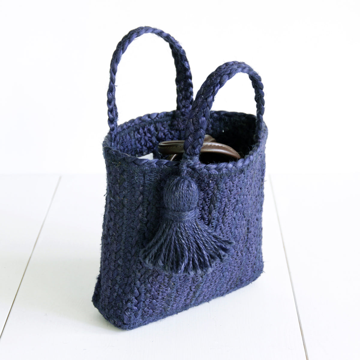 Jute Smartphone Two way Shoulder bag #NA908 'Sun' [NAVY]