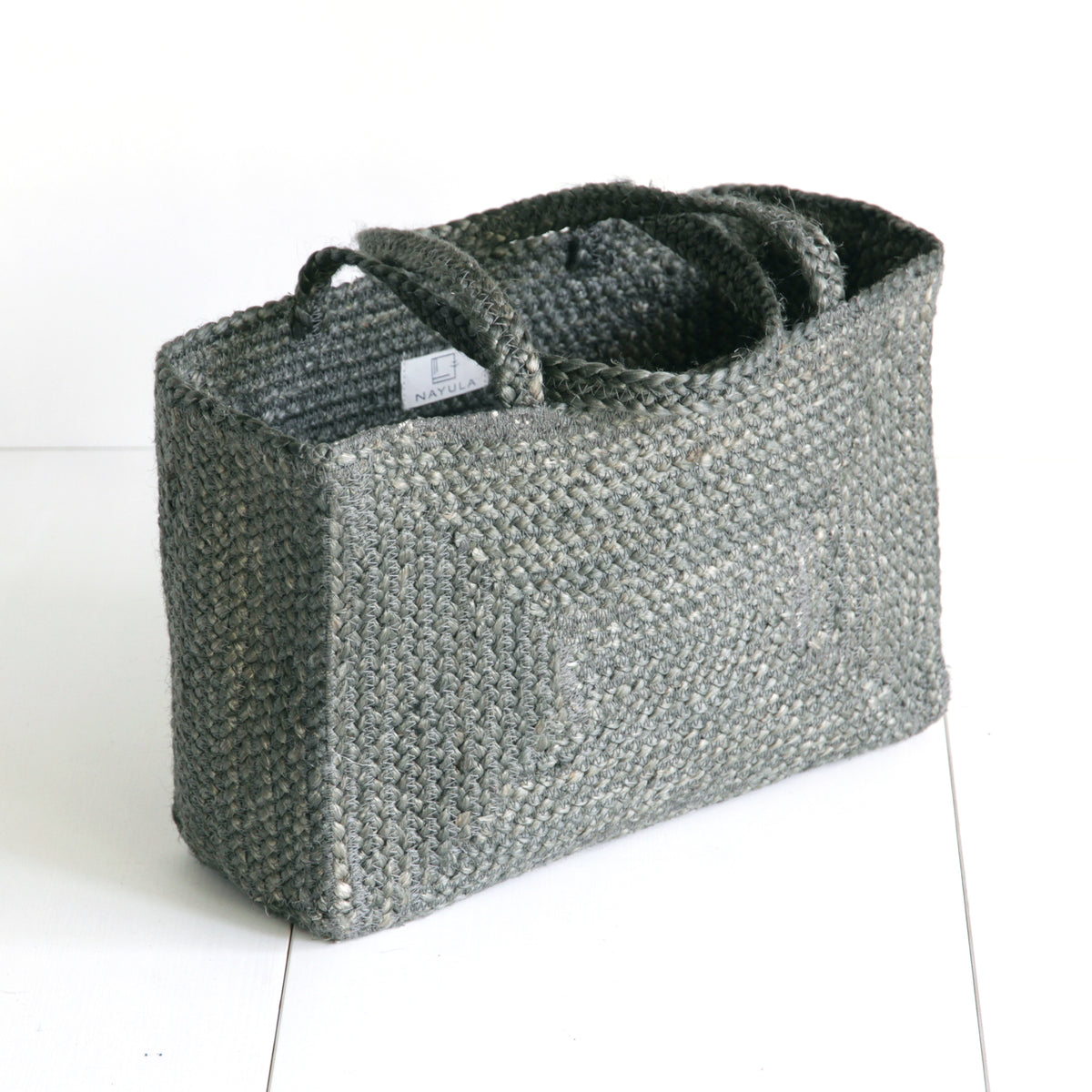 Jute Long strap Squre Sholder bag #NA909 'Sand' [DK. GRAY]