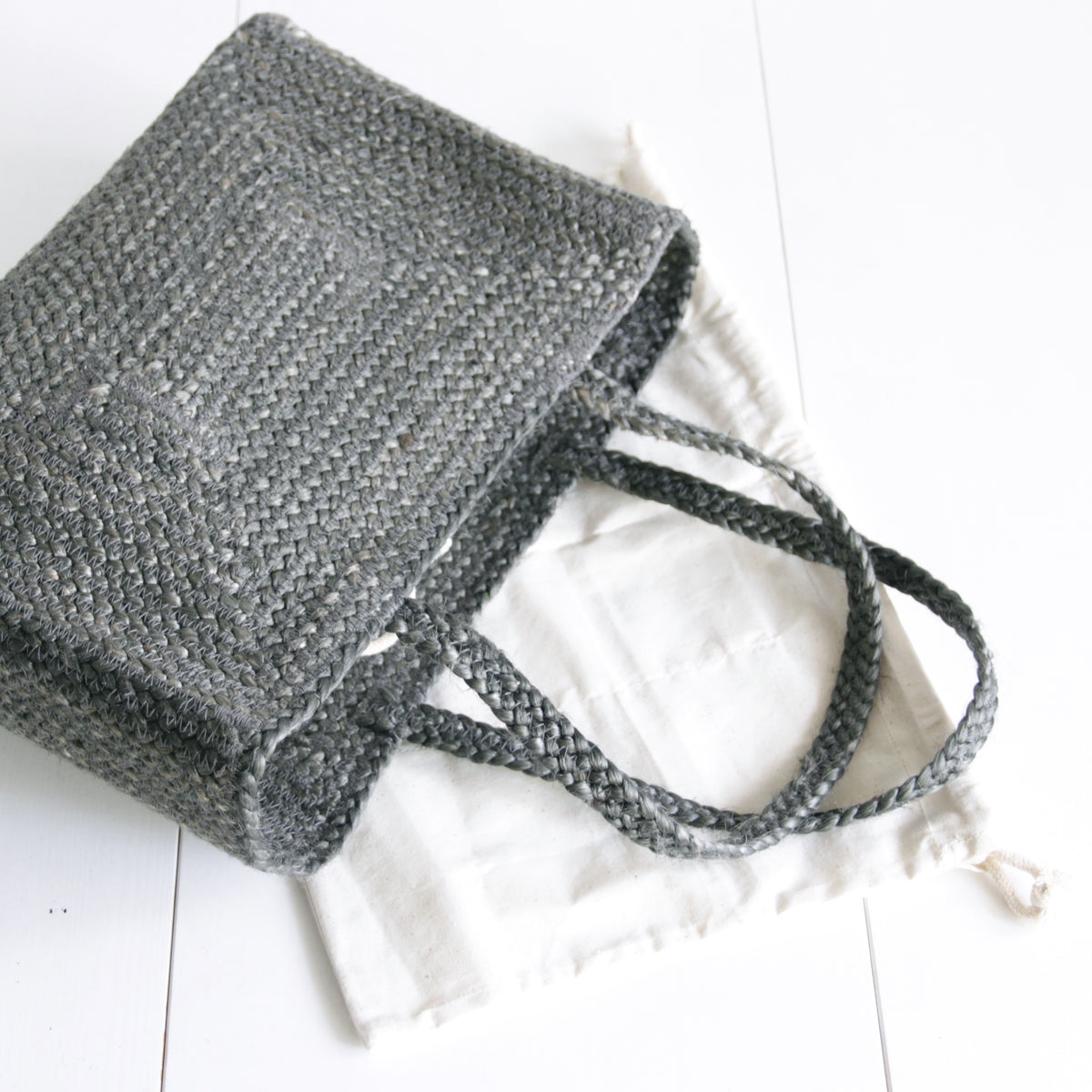 Jute Long strap Squre Sholder bag #NA909 'Sand' [DK. GRAY]