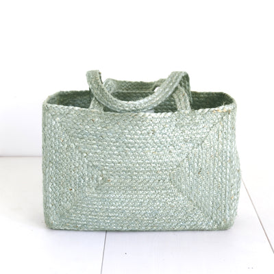 Jute Long strap Sqaure Sholder bag #NA909 'Sand' [LT. BLUE]