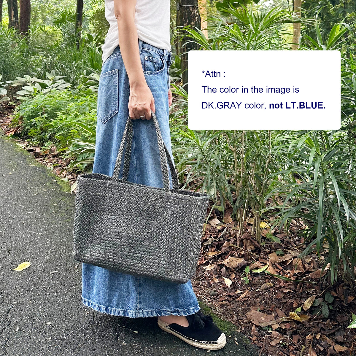 Jute Long strap Squre Sholder bag #NA909 'Sand' [LT. BLUE]