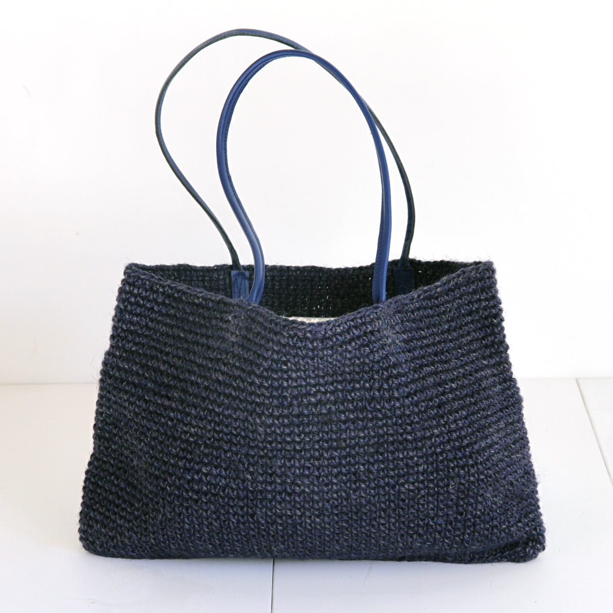 Leather Long strap Flat Sholder bag #NA911 'Earth' [NAVY]