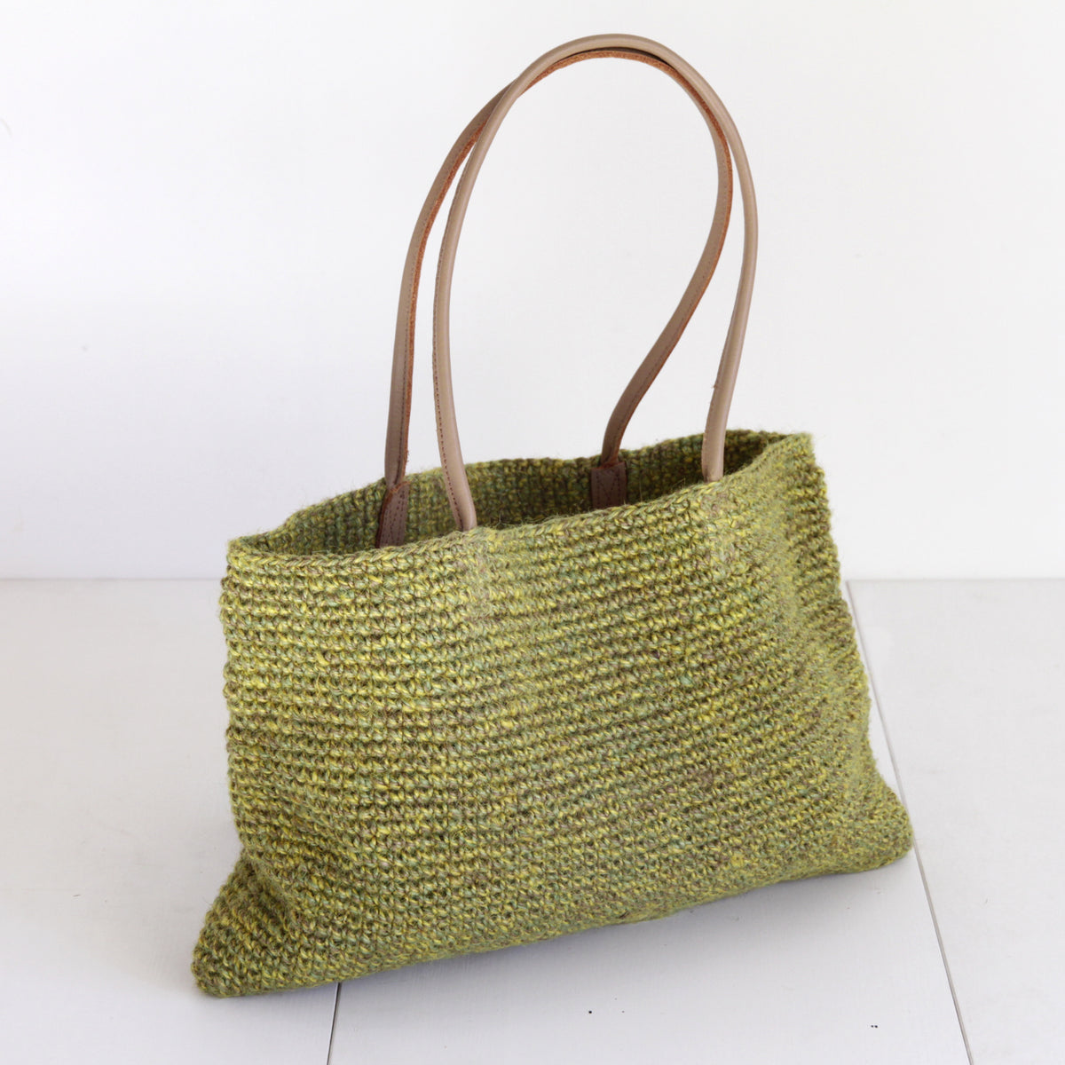 Leather Long strap Flat Sholder bag #NA911 'Earth' [MOSS GREEN]