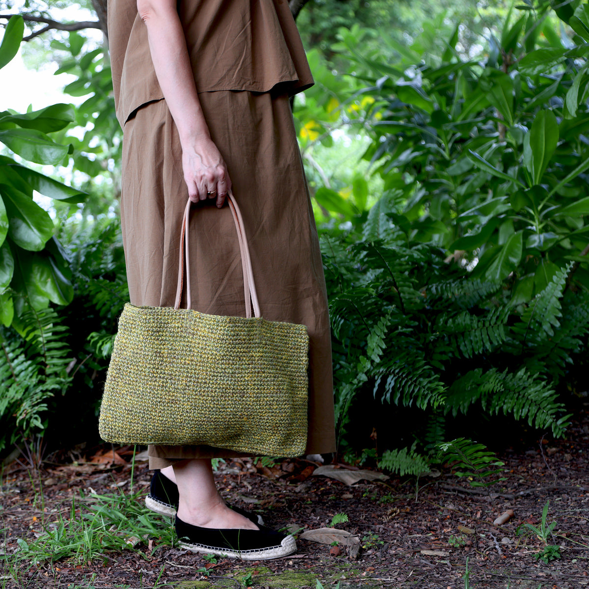 Leather Long strap Flat Sholder bag #NA911 'Earth' [MOSS GREEN]