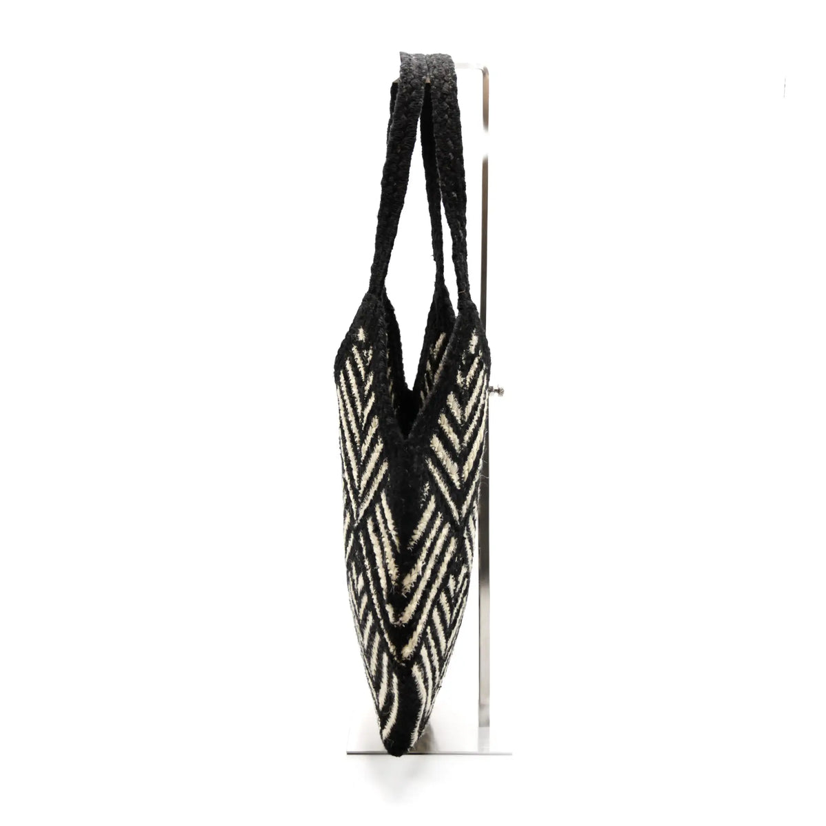 Jute Flat shape shoulder bag #NA912 'Pinecone' [BLACK & WHITE]