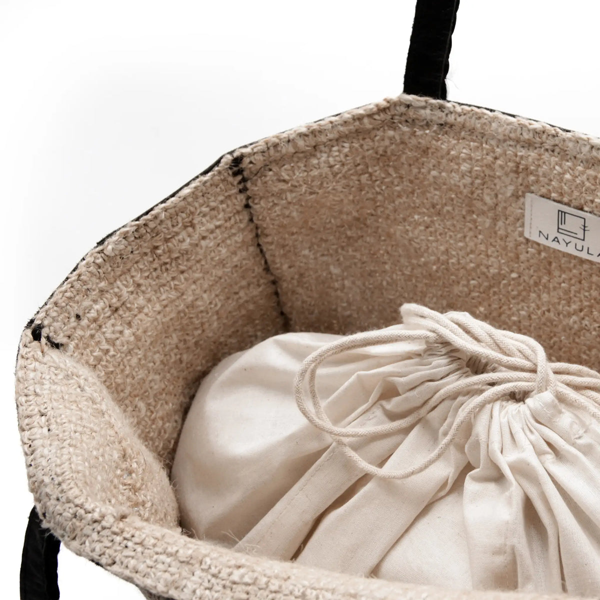 Jute Square crochet sholder bag #NA915 'River' [BLACK]