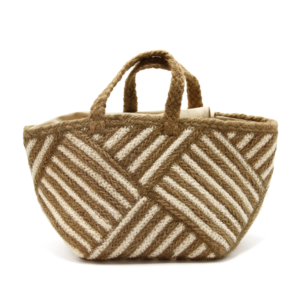 Jute Square small size tote  bag #NA916 'Fish' [GOLD BROWN]